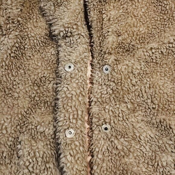 Abercrombie Kids Tan Brown Sherpa Teddy Coat - Size 15/16 - Picture 10 of 11